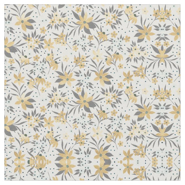 Tela Diseño floral Gold Winter (De cerca)
