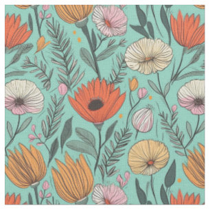 Tela Diseño gráfico sin foco de patrón floral moderno
