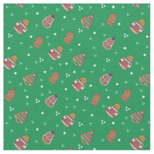 Tela Diseño lindo del pan de jengibre del navidad