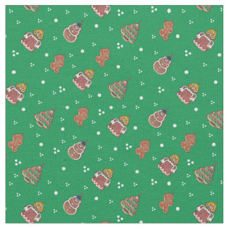 Tela Diseño lindo del pan de jengibre del navidad