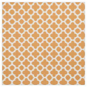 Tela Diseño luminoso y Naranja blanco Ikat Quatrefoil