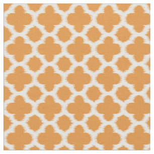 Tela Diseño luminoso y Naranja blanco Ikat Quatrefoil