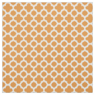 Tela Diseño luminoso y Naranja blanco Ikat Quatrefoil