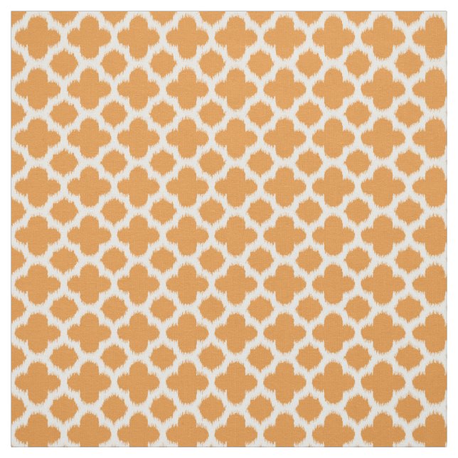 Tela Diseño luminoso y Naranja blanco Ikat Quatrefoil (Retal)