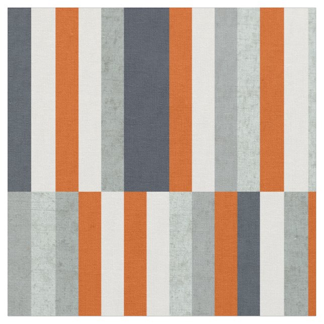 Tela Diseño marítimo náutico, Naranja de franjas, azul (De cerca)