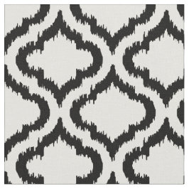 Tela Diseño marroquí de ikat blanco y negro