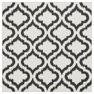 Tela Diseño marroquí de ikat blanco y negro
