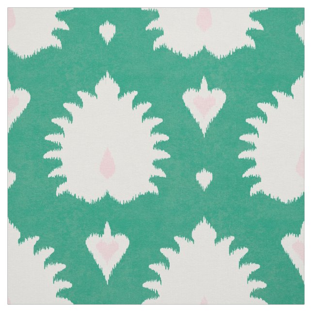 Tela Diseño moderno de ikat rosa verde texturado de mod (Retal)