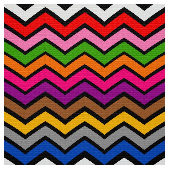 Tela Diseño negro de zigzag Chevron multicolor (Retal)