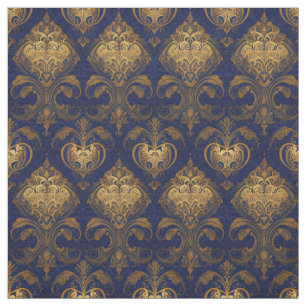 Tela Diseño Royal Blue and Gold Damask