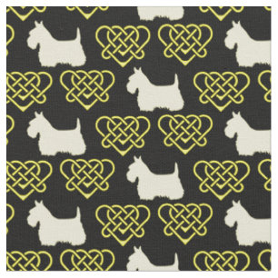 Tela Diseño trenzado celta/gadhlig corazón oro/rojo