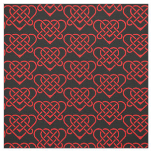 Tela Diseño trenzado celta/gadhlig rojo corazón