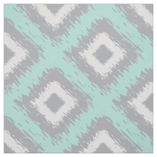 Tela Diseño tribal Boho Ikat Aqua Impresión de diaman