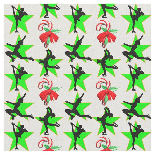 TELA DISEÑOS DE NAVIDADES DE PATINAJE FESTIVO (De cerca)