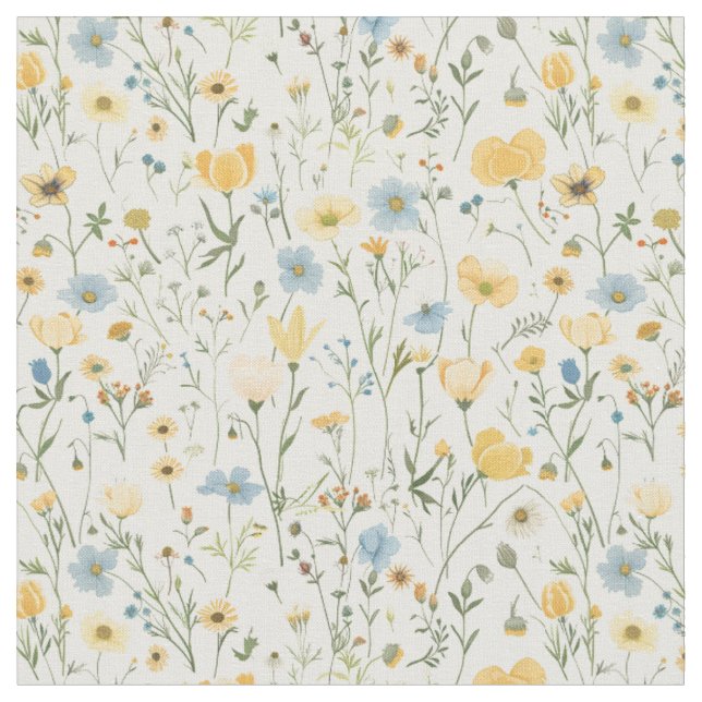 Tela Dispersión de flores silvestres de prado (De cerca)