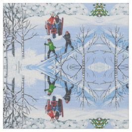 Tela Diversión en la nieve de los Navidades