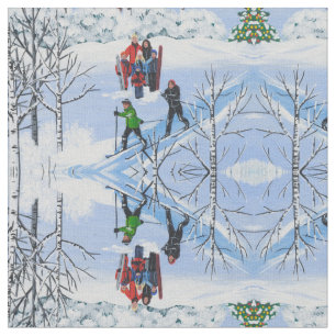 Tela Diversión en la nieve de los Navidades