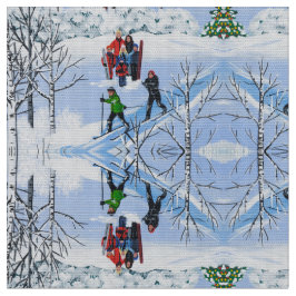 Tela Diversión en la nieve de los Navidades