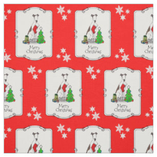 Tela Divertido árbol de navidad 2 perro gallo (romano l