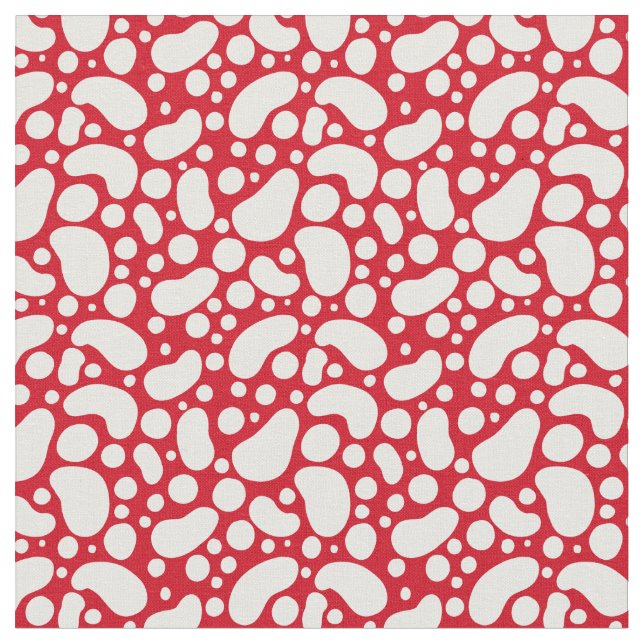 Tela Divertido rojo con puntos blancos (De cerca)