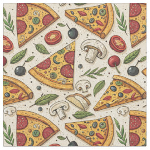 Tela Diviértete en la fiesta de pizza Patrón de comida
