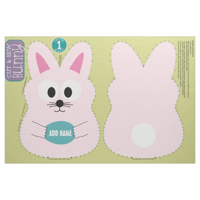 Tela DIY Cute Bunny Stuffed Animal Custom Name ("Cuarto gordo" (fat quarter))