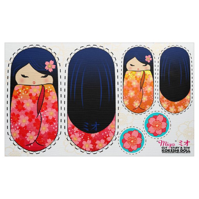 Tela DIY Kokeshi muñeca de lujo - cortar cosas y coser  (Yarda)