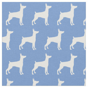 Tela Doberman Pinscher Dog Silhouette Dobie Light Blue