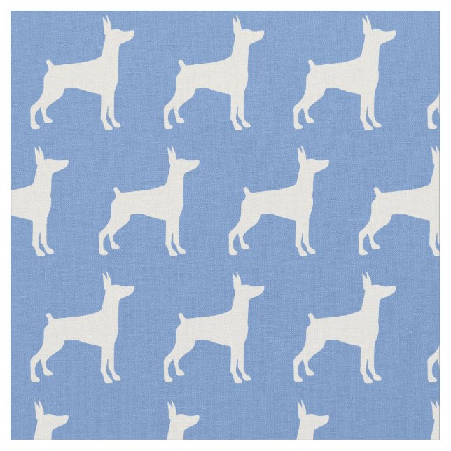 Tela Doberman Pinscher Dog Silhouette Dobie Light Blue (De cerca)