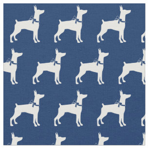 Tela Doberman Pinscher Dog Silhouette Dobie Navy Azul