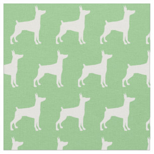 Tela Doberman Pinscher Dog Silhouette Dobie Sage Green