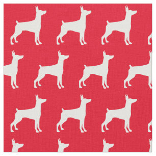Tela Doberman Pinscher Dog Silhouette Mascota Dobie Red