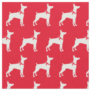 Tela Doberman Pinscher Dog Silhouette Mascota Dobie Red