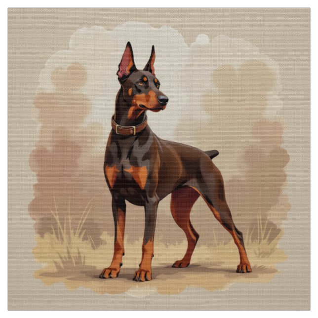 Tela Doberman Pinscher perro marrón óxido rojo (Retal)
