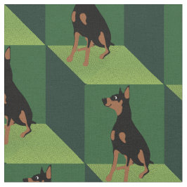 Tela Doberman Pinscher sobre cubos verdes