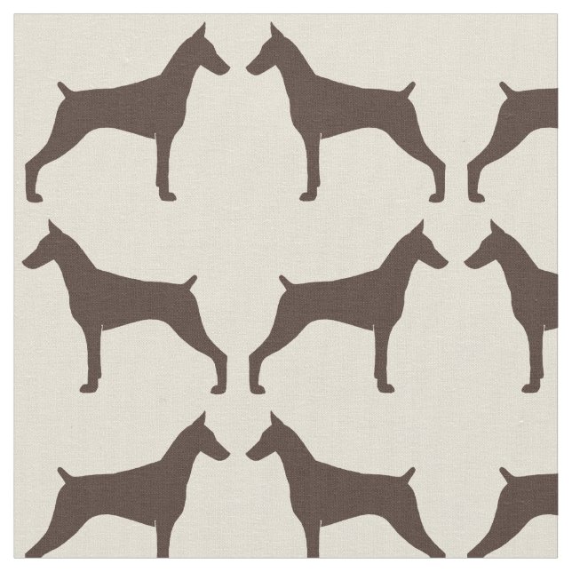 Tela Doberman Pinschers | Patrón de siluetas de perros (De cerca)