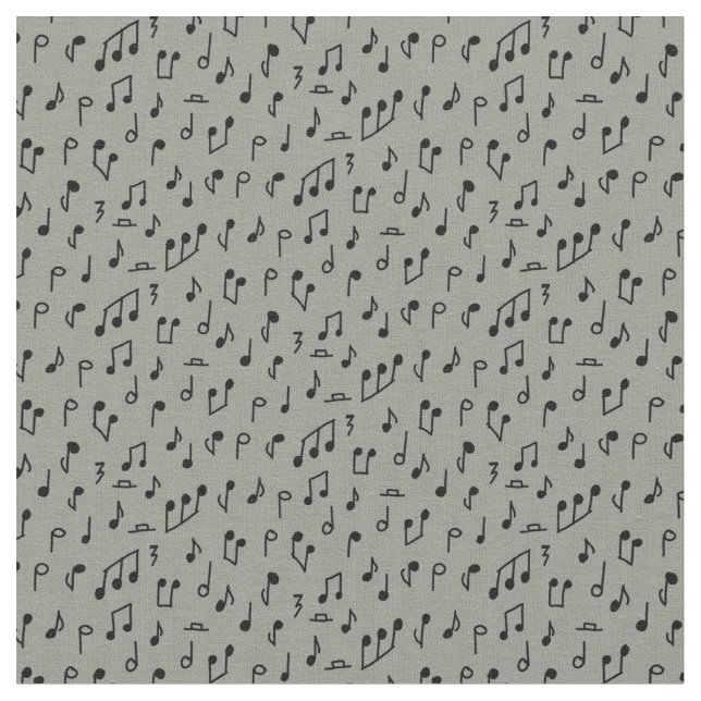 Tela Doddle music notes black on medium grey (De cerca)