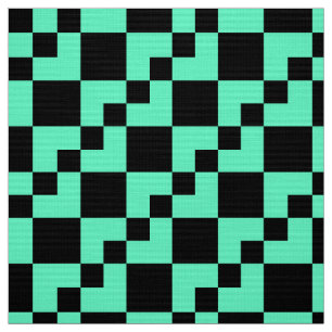 Tela Dominó de mosaico - Turquesa con negro