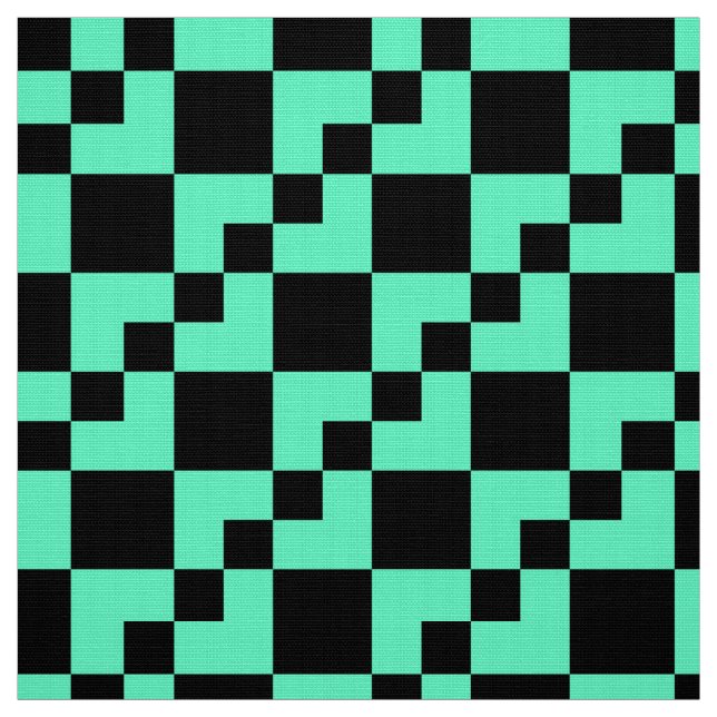 Tela Dominó de mosaico - Turquesa con negro (Retal)