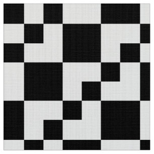 Tela Domino de trabajo en mosaico - blanco en negro