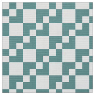 Tela Dominó en mosaico: verde oceánico y blanco