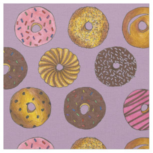 Tela Donuts de nogal Desayuno púrpura Pastel de comida 