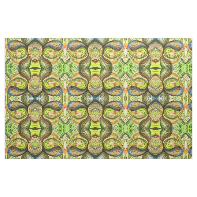 Tela Doodle Amarillo y Marrón de Otoño Con Líneas Negra ("Cuarto gordo" (fat quarter))