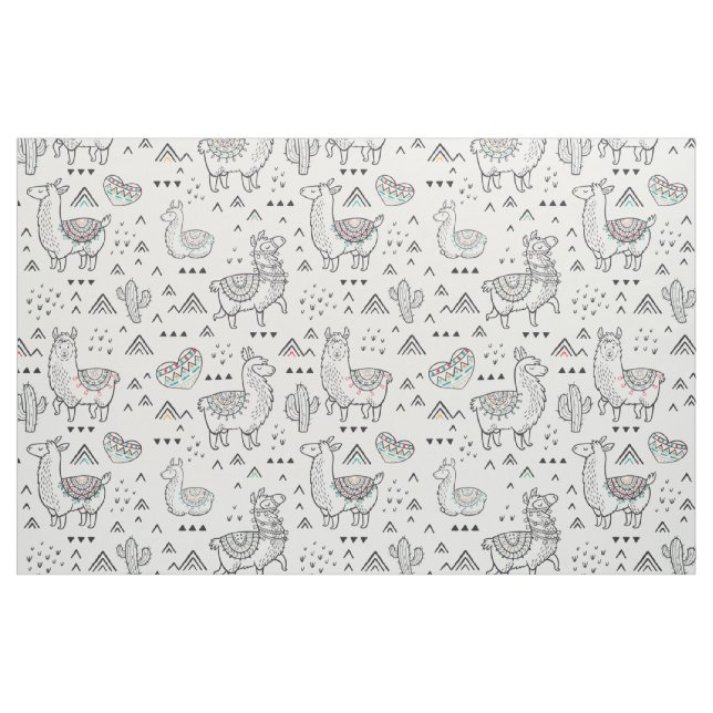 Tela Doodle Llama Fabric ("Cuarto gordo" (fat quarter))