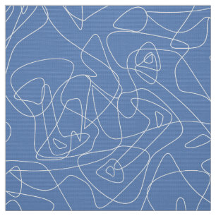 Tela Doodles abstractos blancos sobre fondo azul claro