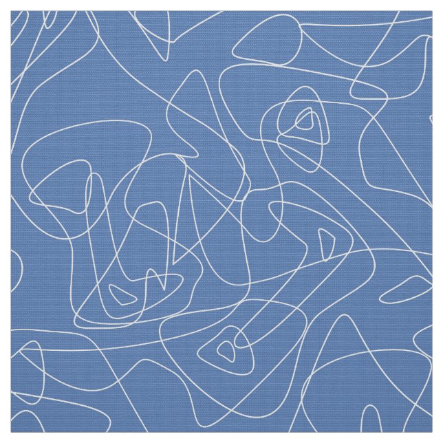 Tela Doodles abstractos blancos sobre fondo azul claro (Retal)