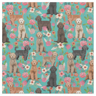 Tela Doodles dorados turquesa floral vintada