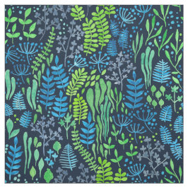 Tela Doodles florales de color de agua fondo oscuro