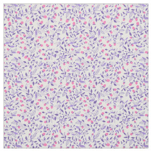 Tela Doodles florales rosas y violetas