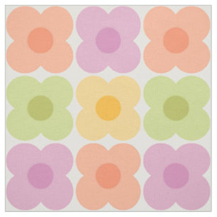 Tela Dopamina Decor Floral Retro Geométrico 70s Pastel